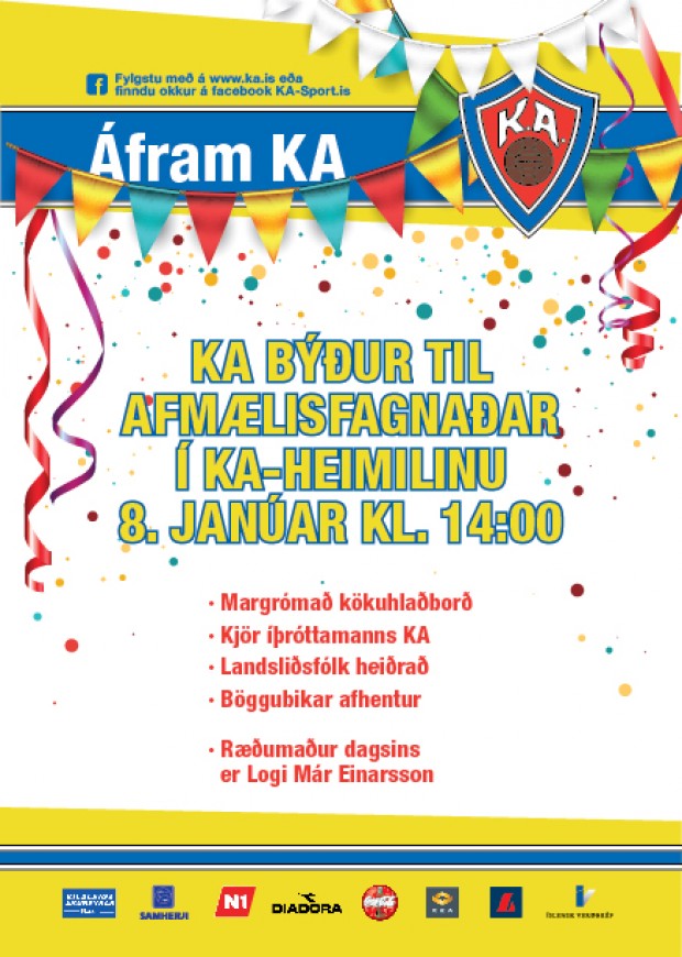Afmlisfagnaur KA  sunnudaginn